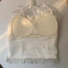 New Style Of Sexy Lace Camisole With Halter Neck And Chest Pads, Can Be Worn As A Top, With A Beautiful Design On The Back. - 白色. - 查看 4