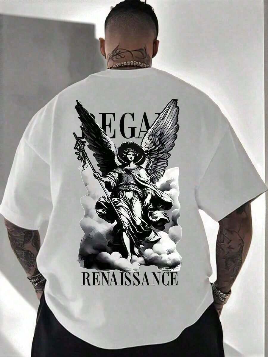 Zrgoth Men's Short Sleeve T-Shirt, Casual, Versatile, Minimalist Style, With Japanese Crane Print - 白色 - 查看 1