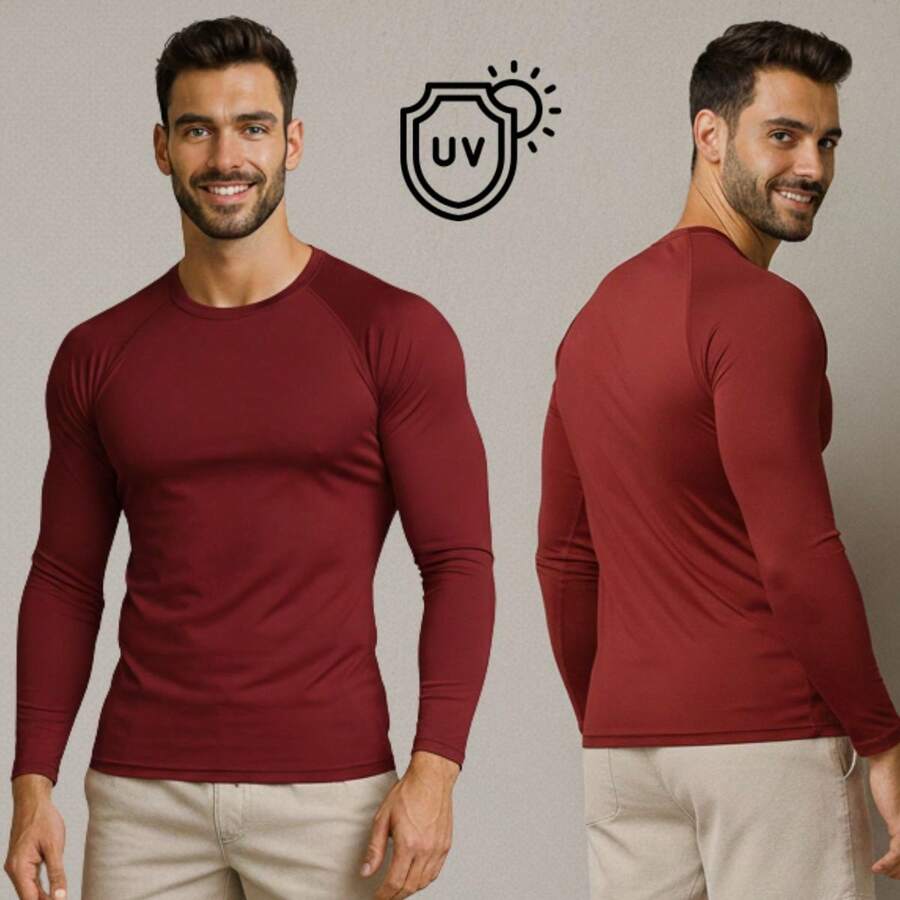 Camisa Térmica Segunda Pele Masculina UV50+ – Proteção Solar, Treino e Praia