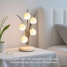 Tiworld 1pc USB Powered Decorative Table Lamp, With White Marble Base, 5V Solid Color Warm Light LED Light Source, Suitable For Sleep Light, Table Lamp, Living Room Light, Bedside Lamp, Bedroom Light, Home Decor Light - White - View 3