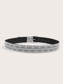 1pc Women's Silver Buckle Minimalist Lace Belt, Fashionable For Commute And Vacation, Matches Dresses And Pants, Suitable For Dates, Parties, And Daily Wear - Black - View 3