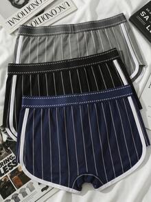 3pcs Casual Striped Men's Underwear Boxer Briefs Shorts - Multicolor - View 2