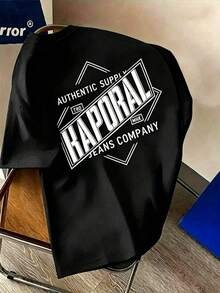 1 Item, Y2K Retro Shirt Men's KAPORAL Retro Urban Hip Hop T-Shirt - Bold Kaporal Print, Soft Breathable 100% Pure Cotton Crew Neck T-Shirt, Casual Short-Sleeved Summer Streetwear Top Suitable For Casual Outfits - Improved Black - View 2
