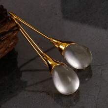 Minimalist Fashionable Multi-Color Water Drop Pendant Earrings, Exquisite Elegant Jewelry Accessories For Women, Holiday Gift - Grey - View 13