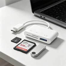 BIYETIMI USB C SD卡讀卡器轉接頭，Type C Micro SD TF卡讀卡器轉接頭，3合1 USB C轉USB相機記憶卡讀卡器轉接頭 - 查看 4