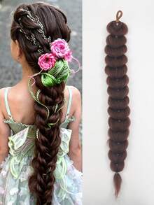1pc Fashion Synthetic Ponytail With Elastic Hair Tie Golden/Brown Braiding Ponytail Hair Extensions Hair Accessories For Kids, Halloween - Multicolor - View 11
