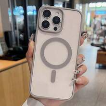 Funda Protectora a Prueba de Golpes con Marco de Doble Color MagSafe | Compatible con iPhone 11 12 13 14 15 16 17 Serie, Funda para iPhone 17 Pro Max, Funda Magnética Minimalista de Acrílico - Gris Claro - Ver 2