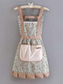 Canvas Floral Apron, Home Kitchen Oil-Proof & Stain-Resistant Cooking Apron, Adjustable Waistband With Hand-Wipe Design, Breathable Fabric Cute Floral Apron, Suitable For Kitchen, Bathroom, Home Life Supplies, Home Goods, Kitchenware, Kitchen Tools - Multicolor - View 4