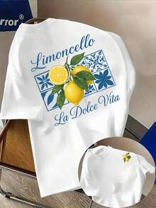 Camisetas de Verano para Hombre "Sweet Lemon Life" - Camiseta Casual para Hombre - Camiseta Elegante con Estampado Gráfico de Doble Cara, Cuello Redondo - Blanco - Ver 1