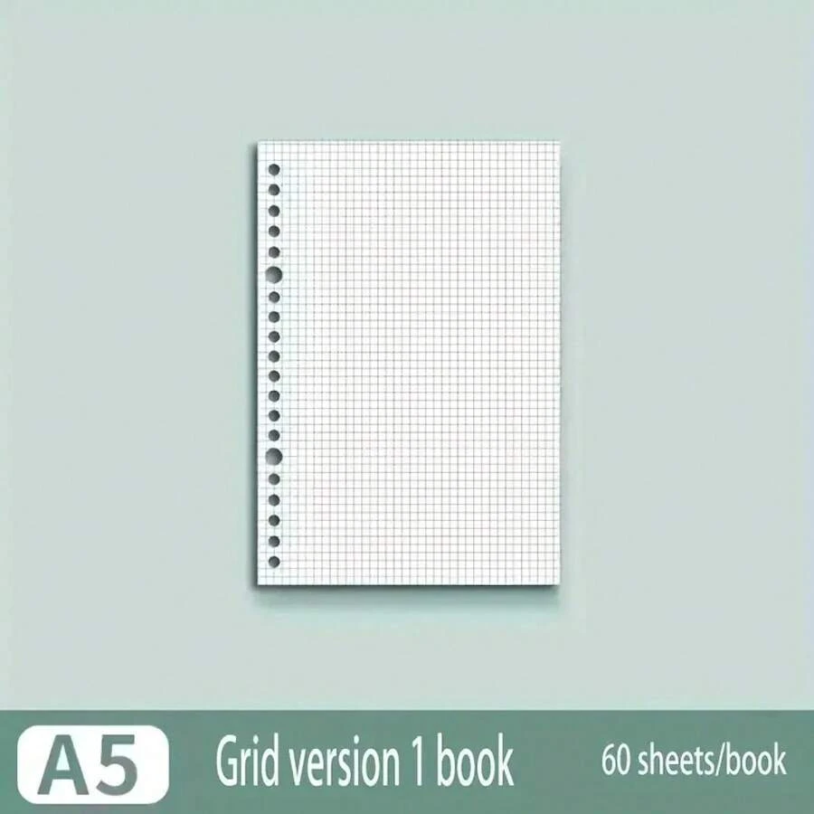 Office Notebook Paper Refills, 60 Sheets, A4/B5/A5 Size, Blank Grid, Dot Matrix, Ruled Writing Paper, Refill Pack For Office And Study. - Light Grey - View 1