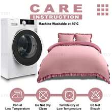 VELVETIO Luxury Kendrick Frill Duvet Cover Set Reversible Bedding Set Soft Smooth Lightweight Microfiber Polyester With Matching Pillow Cases Elegant Ruffle Edge Plain Design Single Double King - Baby Pink/Dusky Pink - View 5