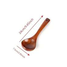 1pc Long Handle Solid Wood Soup Spoon With Hanging Hole, Deep Bowl Head, Household Soup And Porridge Ladle, Kitchen Natural Wood Tableware - View 9
