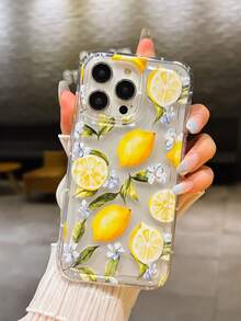 清新檸檬花透明全包覆防塵防護軟殼，適用於 iPhone 17/16/15/14/13/12/11/14Pro/ProMax/X/XR/XS/XSMAX/15promax/17promax 及其他機型 - 無色 - 查看 3