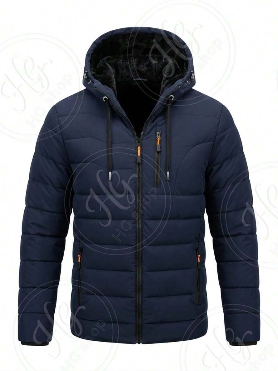 Thermal Jacket/Bobby Jacket, Padded And Lined, For Trekking, Snow, And Extreme Cold - Navy Blue Plush - View 1