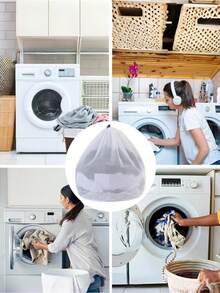Mesh Laundry Bag Set (S/M/L) - Transparent Drawstring Washing Machine Protection Bag, Suitable For Socks/Bras/Delicate Clothing | Reusable Mesh Clothing Storage Bag (Home And Travel Use) - 1 - View 5