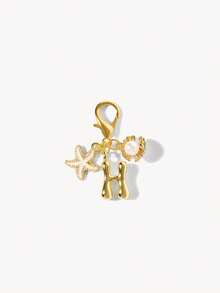 Opalesca 1pc A-Z Alphabet Gold Bubble Letter Cute Pendant Keychain, Shell And Starfish Accessories, Keychain, Ring Bag, Backpack Pendant, Car Pendant - Multicolor - View 11