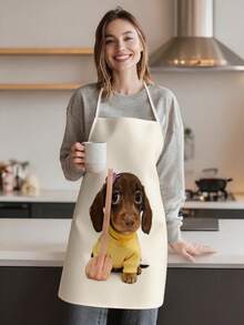 1pc, Cute Kittens, Puppies, And Hamsters Pattern Polyester Apron, Perfect For Cooking, Baking, And Gardening – Great For Kitchen And Dining Wear. - Multicolor - View 7