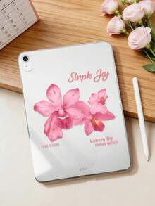1件 TPU 軟殼粉色鳶尾花圖案彩繪平板保護殼，相容於 iPad 10.2/10.5/Air4/Air5/10.9/Pro 11"/10代/Air 11-In.(M2)-2024/Pro11-In.(M4)-2024/ Air 11-Inch (M3) 2025/ (A16) 11 Inch 11代/Galaxy Tab A7 10.4 Inch/A8，清新/趣味/個性化透明保護殼，無筆槽，筆僅供展示不含在內，輕巧超薄軟殼 - 彩色 - 查看 2