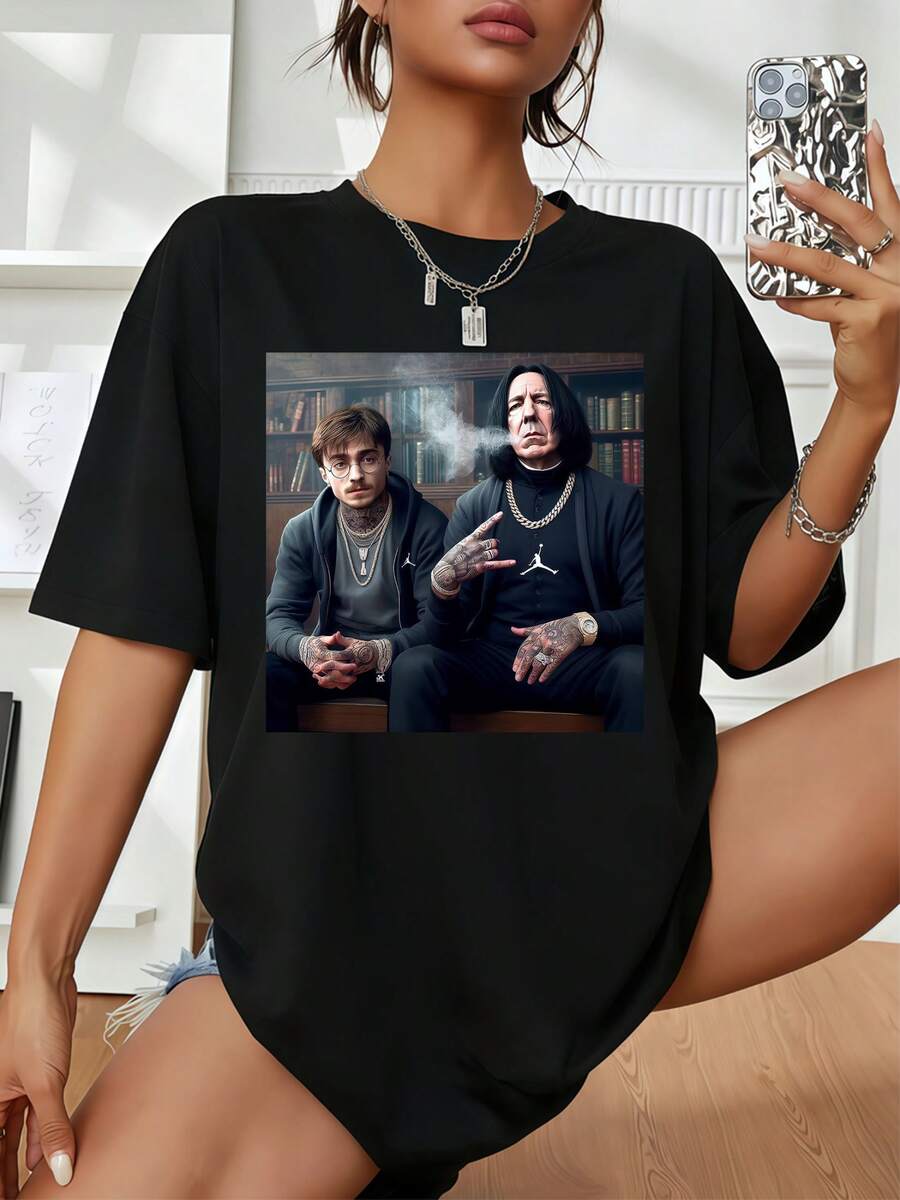 AND THE SNOKING TEACHER TEE - Black - View 1
