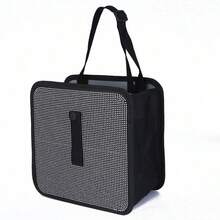 1pc Sparkling Rhinestone Car Back Seat Trash Can, Hanging Car Garbage Bin, Portable Multi-Functional Car Storage Organizer Bag, Suitable For Vehicle Interior - Multicolor - View 5