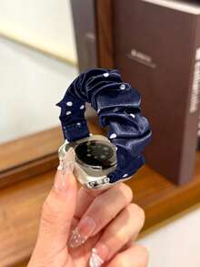 Huastonband 1件編織彈性尼龍透氣舒適運動手錶錶帶，適用於女性，兼容 38/40/41/43mm、42/44/45/46/49/47mm，兼容 Ultra 3/2/1/SE/S11/S10/S9/S8/S7/S6/S12，適合戶外運動、健身、年輕時尚，藍色波點圖案，女性秋季海灘配件，假期禮物，萬聖節 - 寶藍色 - 查看 6