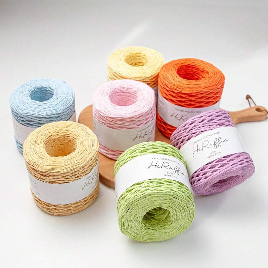 1/2 Roll High-Quality Raffia Yarn Straw Paper - Natural Fiber Macrame For Crochet Crafts, Jewelry Making, Hand Knitting, Summer Hats, Baskets, Gift Wrapping & More - Twisted String In Assorted Colors, Yarn Crochet - Multicolor - View 1