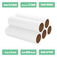 6.3 Inch Lint Roller Refill, Super Sticky, Suitable For Pet Hair, 60 Sheets Per Roll, 5 Rolls, Total 300 Sheets - 6.3in (Pack Of 5, Total 300 Sheets) - View 3