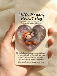 Punch Heart-Shaped Pocket Hug - Little Monkey Heart Pocket Card - A - View 4