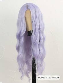 26 Inch Long Wavy Synthetic Wig, No Bangs. Available In Light Purple/Light Blue/Brown/Brown. Designed For Women, Natural Appearance And Heat Resistant. Suitable For Parties, Cosplay, Daily Wear. - Multicolor - View 4