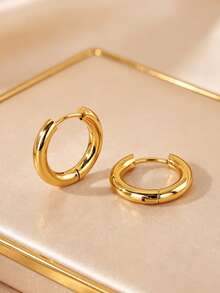 1-6 Pairs Women's Gold Hoop Earrings, 316L Stainless Steel Cubic Zirconia Inlaid Small Hoop Earrings, Unisex Mini Hoop Earrings For Cartilage Piercing, 6mm 8mm 10mm 12mm 14mm 16mm - Yellow Gold - View 11