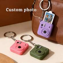 Single Piece Customizable Picture Camera Design Key Ring, Custom Personalised Mini Camera Key Holder, Decorative Hanging Accessory For Backpack Handbag, Ideal Thoughtful Holiday Gift For Anniversary Birthday Xmas Valentine Mothers Fathers Day - Pink - View 3