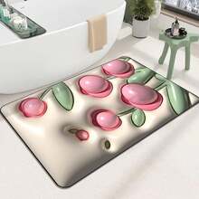 Alfombrillas de baño 3D con diseño de flores, antideslizantes, de secado rápido, divertidas y lindas, extra suaves y absorbentes, para la sala de estar, con base de goma antideslizante, lavables a máquina. (Flor I, 20''x32'') - Flor M - Ver 1