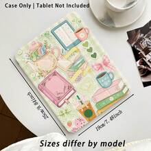 書籍、咖啡、蝴蝶結、愛心與花卉UV印刷平面圖案，全覆蓋防震防摔，Y型摺疊平板保護殼，附筆槽壓克力背板，相容於華為保護殼/Matepad 11.5 2025/Matepad SE 11吋平板保護殼，榮耀平板保護殼/Honor9/10/X8A，適用於紅米Pad SE 11吋(2023)/Pad 2及其他品牌熱銷平板保護殼 - 彩色 - 查看 2
