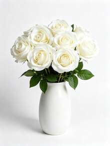 1pc/10pcs/20pcs/30pcs White Artificial Roses Premium Fake Flowers For Home Decor Room Decor Dining Table Decor Wedding DecorBridal Bouquet WristCorsage FlowerArrangement. SuitableForHomeRestaurantBedroomVaseDecoration - White - View 9