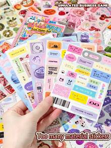 600+ Pieces 32 Sheets New American Retro Mini Sticker Book, Laser Cover, Pre-Cut, Scrapbook Collage Card DIY Decoration Sticker Material - Rectangle - View 4