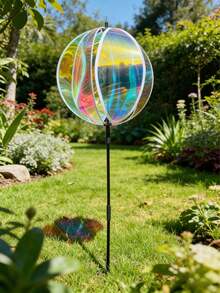 Bunte Laser-Garten-Boden-Dekorationkugel mit blendender farbiger Film-Rotation und farbiger reflektierender Kugel-Rotation, geeignet für Garten-Bodendekoration Outdoor, Feiertagsdekoration, Outdoor-Rasenparty und Landschaftsgestaltung - Regenbogenball - Übersicht 7