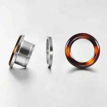 2pcs Tortoise Shell Pattern Ear Stretchers Hollow/Solid 316L Stainless Steel Amber Color Ear Lobe Expanders Body Piercing Jewelry Accessories Vintage - 1759 - View 4