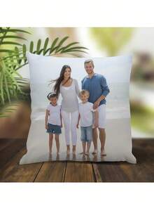 1pc Customized Private Photo Pattern Pillow Cover, Mother's Day, Father's Day, Thanksgiving, Teacher's Day Customized Single-Sided Printed Pillow Cover, Customized With Your Own Picture Pillow Cover, Suitable For Giving Gifts To Family And Friends - Baby Blue - View 5