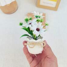3PCS Mini Artificial Daffodil Chrysanthemum Succulent Potted Plants, Plastic Flower Pots, Suitable For Home Office Restaurant Desktop, Windowsill, Shelf Decoration, Photography Props Bonsai, Wedding, Gift - Multicolor - View 8