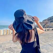 2026 New 1pc Women's Ponytail Hole Bucket Hat - Breathable Material, Adjustable Drawstring, Suitable For Outdoor Activities And Daily Wear - Multicolor - View 8