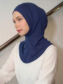 1PC Women's Fashion Solid Color Elastic Chin Strap Under Cap Head Scarf - 063- Blue - View 4
