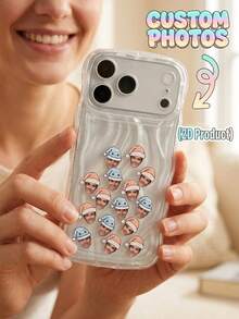 1pc Custom Xmas Hat Face Rattle Phone Case, ABS Plastic Protective Case With Acrylic Floating Portrait Charms, Shakeable Personalized Photo, Nice Christmas Holiday Present - Multicolor - View 10