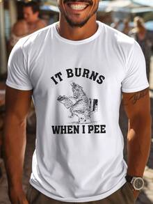 Camiseta de manga corta con estampado para hombre, ideal para primavera y verano - Negro - Ver 6