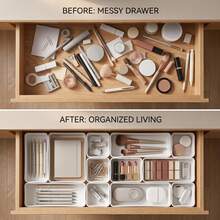 Multi-Size Detachable Drawer Storage Box Set, Coverless Free Combination Organizer Tray, Kitchen Utensils/Cosmetics/Jewelry/Stationery Storage Box, Suitable For Home, Office, Bathroom, Desktop Clutter Organizer - Multicolor - View 3