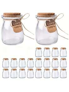 3pcs/Set Small Glass Bottles With Wooden Cork Lids, 100ml Glass Containers With Labels And Jute Rope For Candy Storage, DIY Dessert Jars, Yogurt, Honey Storage Jars, Suitable For Wedding Party Favors, Baby Shower Party Table Centerpiece Beverage Dessert Jars, Celebration And Gift Giving, Cereal Storage Jars Kitchen Storage Jars - Multicolor - View 11