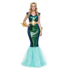 Female Queen Role Playing Dress Sea Princess Costume Adult Women Halloween Party Fancy Costume - Multicolor - View 2