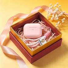 Compatible With Protective Case Minimalist Style Handmade Woven Rope Contrast Color Lanyard Bluetooth Earphone Shell - Light Pink - View 5