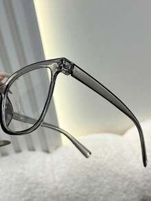 1pc Men's Casual Classic Square Glasses, Solid Color Lightweight, Pressure-Free, Clear Lenses, Suitable For Work, Computer Use, Reading - Multicolor - View 3