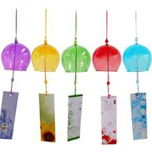 Carillón de viento Sakura hecho a mano, campana de cristal japonesa, artesanía colgante, flor de cerezo Furin, decoración de habitación BMXA - Rojo - Ver 3