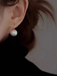 1 Pair Fashionable Elegant Pearl Earrings, French Retro Luxury Earrings Suitable For Daily Wear For Women - Baby Pink - View 7